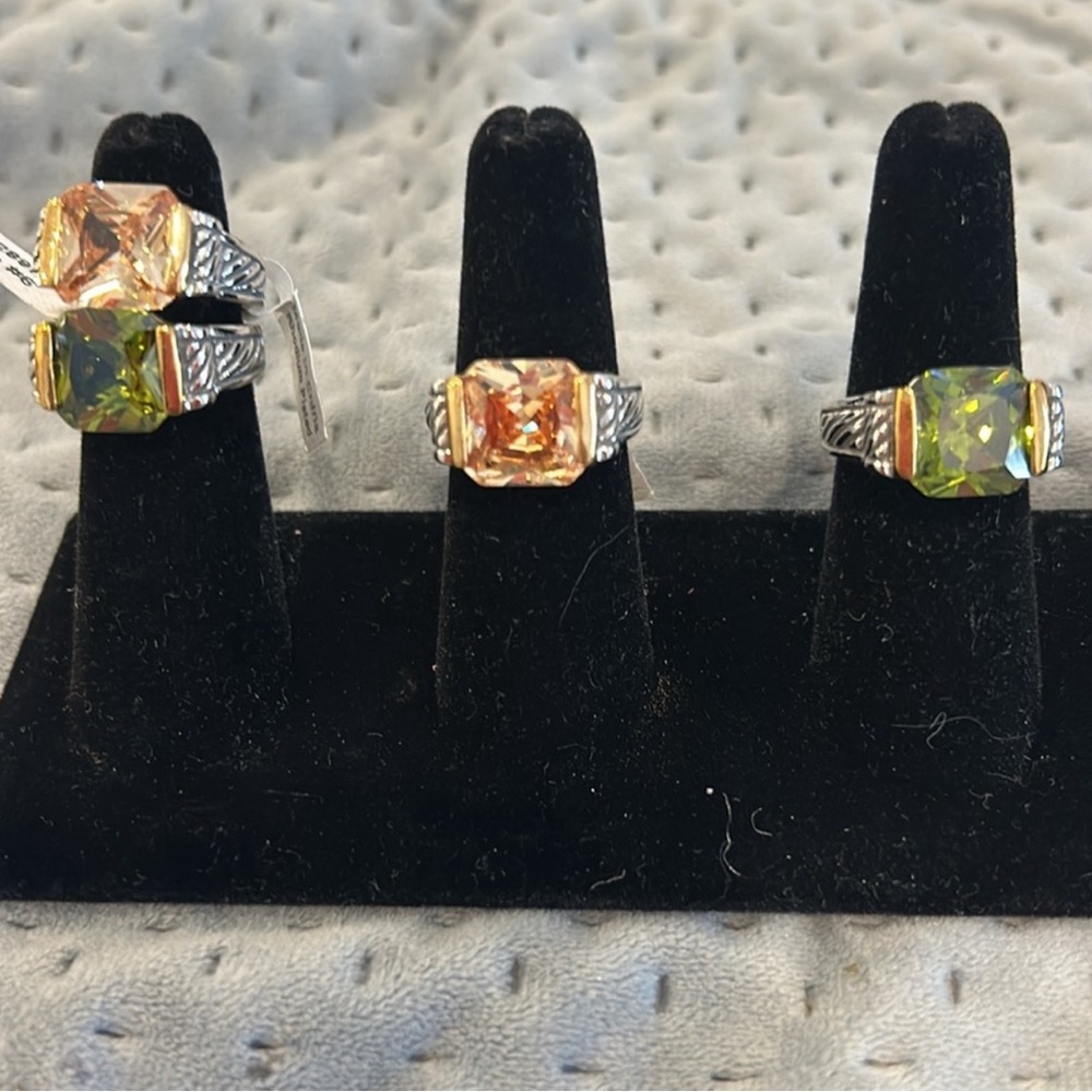 Topaz or Olivine Crystal Two Tone Finished Ring-Boutique